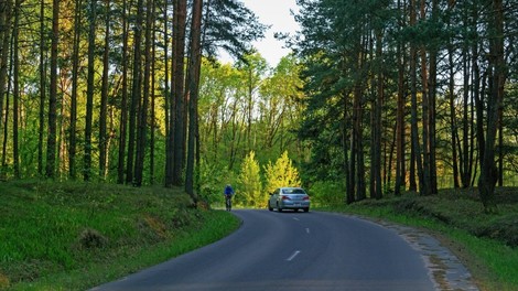 Policisti iščejo kolesarja, ki je s ceste pri naselju Križ izrinil osebno vozilo