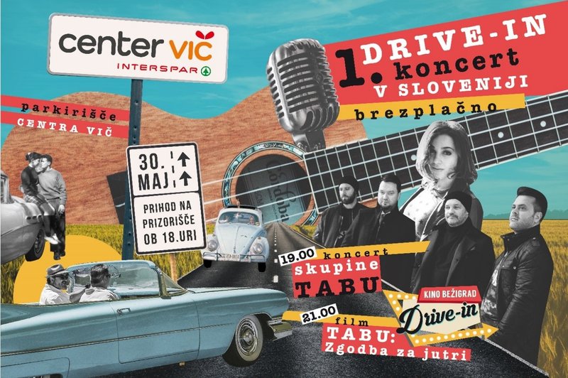 Prvi drive-in koncert v Sloveniji s skupino Tabu na parkirišču Centra Vič (foto: Drive-in)