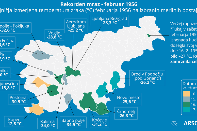 Na današnji dan leta 1956 je bilo eno najbolj mrzlih dni pri nas (foto: Arso)