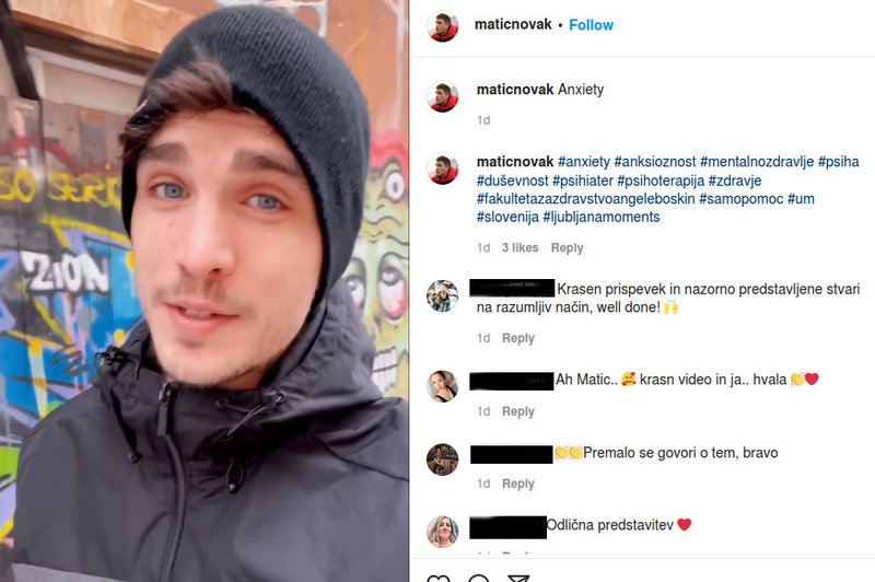 Od strahu do anksiozne motnje (ali, kako je Matic Novak to razložil v viralnem videu na Instagramu) (foto: Instagram Matic Novak)