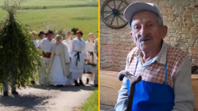 VIDEO: Pri 93. letih še zmeraj zna pesem, ki se jo je naučil v osnovni šoli (foto: Posnetek zaslona video Facebook Slovenske ljudske pesmi/fotomontaža)