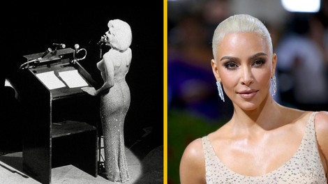 FOTO: Groza! Poglejte, kako je Kim Kardashian UNIČILA znamenito obleko Marilyn Monroe