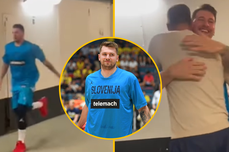 Prikupen VIDEO: Dončić ni skrival navdušenja, ko je videl svojega idola (foto: Posnetek zaslona Twitter MalinWahlberg/FIBA/fotomontaža)