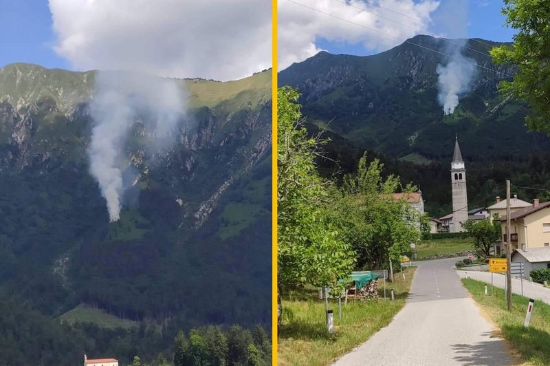 FOTO in VIDEO: Več gasilcev se v slovenskih gorah bori s hudim požarom (foto: Facebook Gasilska Enota Kobarid/fotomontaža)