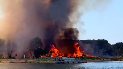 Turisti so morali zaradi požara zbežati v morje!