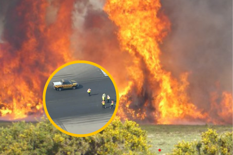 V Veliki Britaniji bolj vroče kot v Sahari: avtomobili v plamenih, topijo se celo tla na letališču ... (foto: Twitter/fotomontaža)