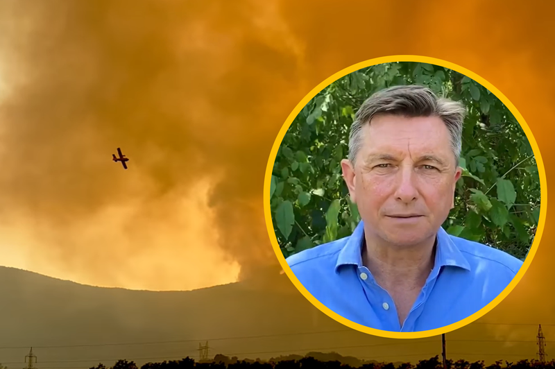 Kaj je ob obisku prizorišča katastrofalnega požara povedal Borut Pahor? (foto: Posnetek zaslona/Facebook/Samo Turel/Borut Pahor/fotomontaža)