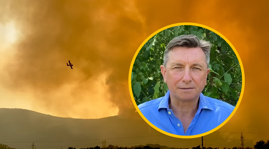 Kaj je ob obisku prizorišča katastrofalnega požara povedal Borut Pahor? (foto: Posnetek zaslona/Facebook/Samo Turel/Borut Pahor/fotomontaža)