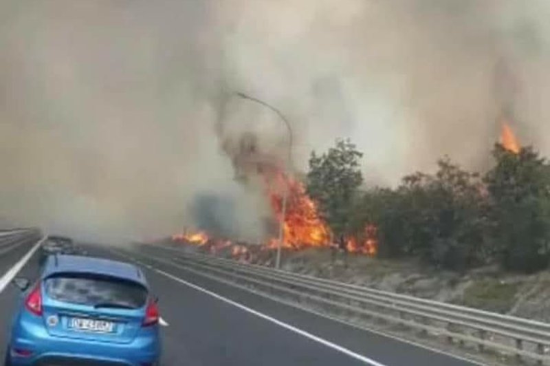 Tržaški zaliv gori! Zaradi požara zaprli avtocesto in železnico (foto: Twitter tuttoeniente7)