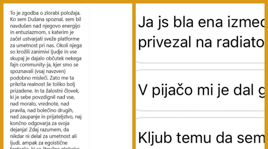 Spolne zlorabe novomeškega umetnika? Družbena omrežja so polna pričevanj (foto: Instagram/proti_nasilju_dusana_smodeja)