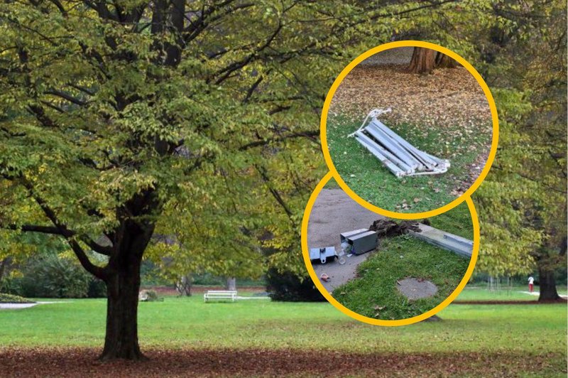 Objestnost ne pozna meja: vandali ponoči uničevali v celjskem parku (foto: Facebook/ Celje - knežje mesto/fotomontaža)