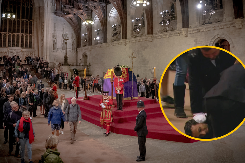 Med bedenjem ob krsti kraljice Elizabete II. prišlo do incidenta (foto: Profimedia/Twitter/CharlesBunker/fotomontaža)