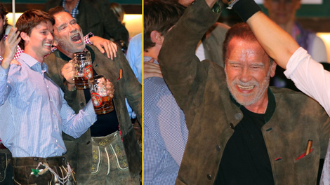 FOTO in VIDEO: Arnold Schwarzenegger je v prav posebni družbi obiskal Oktoberfest: nadel si je celo narodno nošo