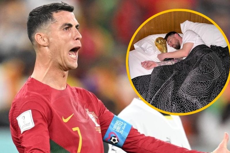 Lionel Messi spi s pokalom, 'pozabljeni' Cristiano Ronaldo pa se pripravlja na podpis najbogatejše pogodbe v zgodovini (foto: Profimedia/Instagram/Lionel Messi/fotomontaža)