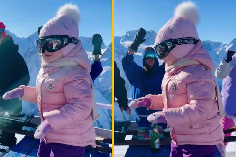 Prikupna deklica, ki je s svojim plesom na smučišču obnorela splet (VIDEO) (foto: Instagram/chachascrew/fotomontaža)