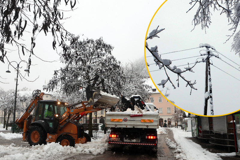 Zaradi snežnih metežev po Sloveniji mnogi prebivalci brez elektrike: pristojni skušajo rešiti težave (foto: Borut Živulović/BOBO/fotomontaža)