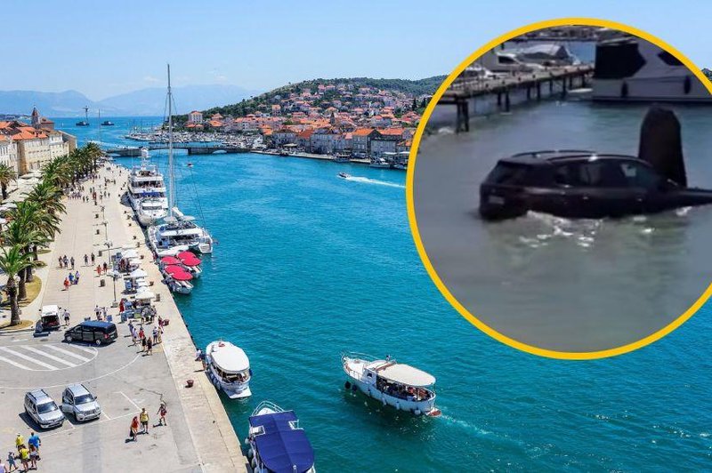 Drama v Trogirju: voznica z BMW-jem slovenskih registrskih oznak po trku pristala v morju (znane podrobnosti) (foto: Profimedia/Radio Trogir/fotomontaža)