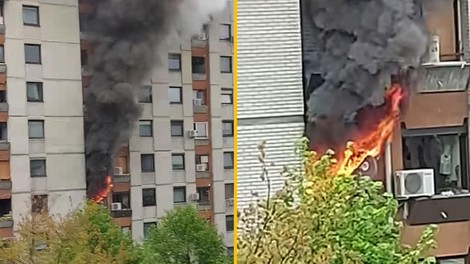 FOTO in VIDEO: Zagorelo stanovanje v bloku, več oseb so odpeljali v bolnišnico