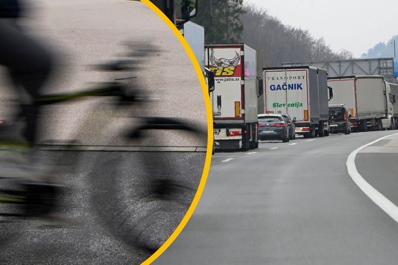 Saj ni res, pa je: Slovenec se je na avtocesto odpravil kar s kolesom (najhujše so preprečili policisti) (foto: Žiga Živulovič jr./Bobo/Profimedia/fotomontaža)