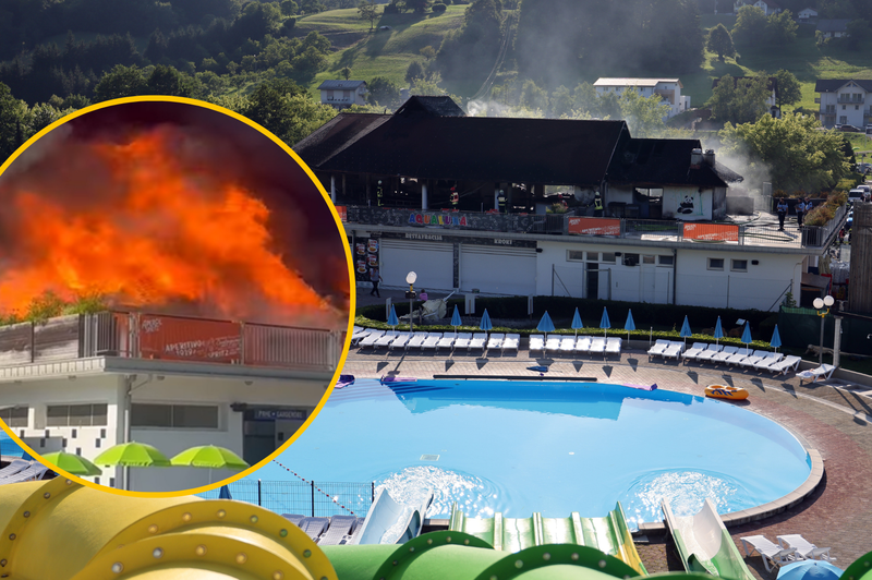 Dan po pretresljivih posnetkih požara v Podčetrtku termalni park spet deluje (znano je, kaj je zagorelo) (foto: Tomo Strle/Bobo/Facebook/Tomi Gomilšek/posnetek zaslona/fotomontaža)