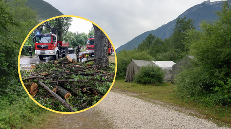 Burna noč za mlade tabornike: v bližini njihovih šotorov so padala drevesa, reševati so jih morali gasilci