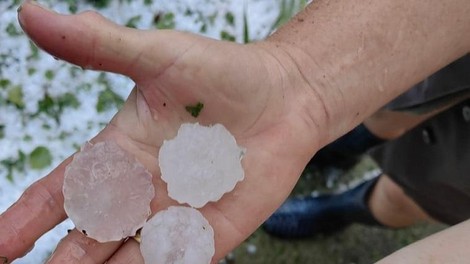 Sodni dan v Celju: toča debela kot jajce klestila vse pod sabo, nevihtna celica proti Kranju (VIDEO)