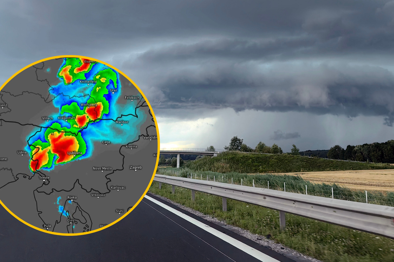 Napovedi se uresničujejo, bližajo se močnejše nevihte (vemo, kje v Ljubljani lahko pred točo in vetrom zaščitite avtomobile) (foto: Sobotainfo/Bobo/meteologix.com/fotomontaža)