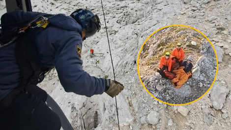 VIDEO: Gorski reševalci s helikopterjem reševali več pohodnikov in celo onemoglega psa (imamo spektakularne posnetke)