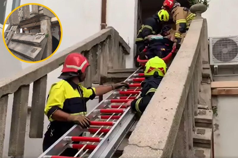 V nesreči na hrvaškem otoku so se zrušile stopnice, trije Slovenci poškodovani (FOTO) (foto: Facebook/Vatrogasci Rab/posnetek zaslona/fotomontaža)