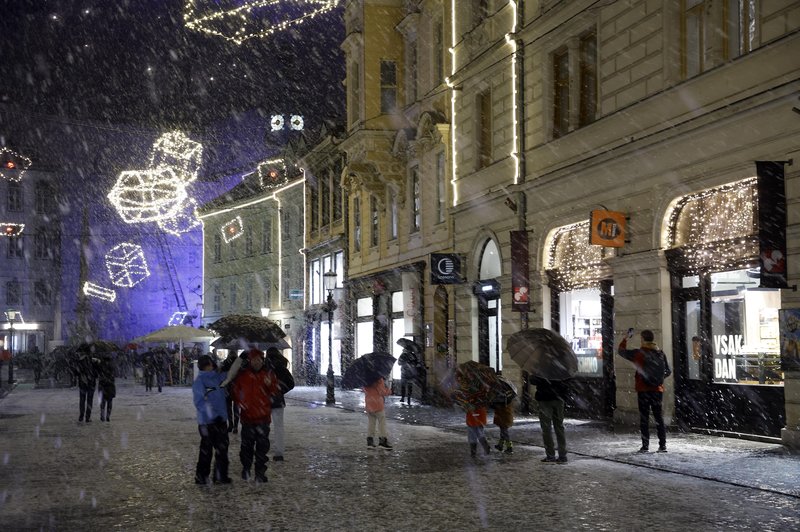 FOTO: Sneg pobelil tudi Ljubljano, močan veter povzročil nekaj preglavic (foto: Borut Živulović/Bobo)