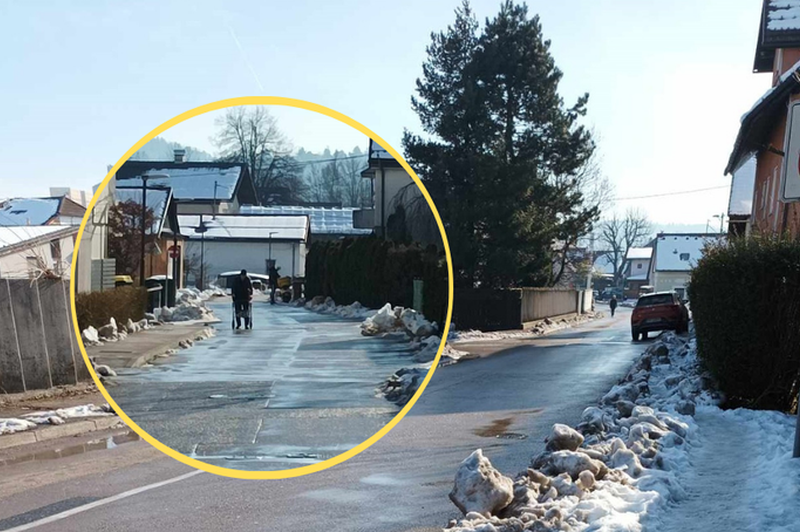 Ljubljančani besnijo: zaradi neočiščenih pločnikov morajo hoditi po nevarni cesti. To pa še ni vse! (foto: M.P.)