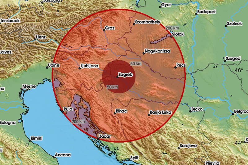 Dva potresa zbudila prebivalce Zagreba, tresenje tal čutili tudi Slovenci (foto: Twitter/LastQuake)