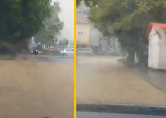 Grozljive posledice toče in poplav: poškodovani avtomobili, celo eksplozija in ranjeni gasilec (FOTO in VIDEO)