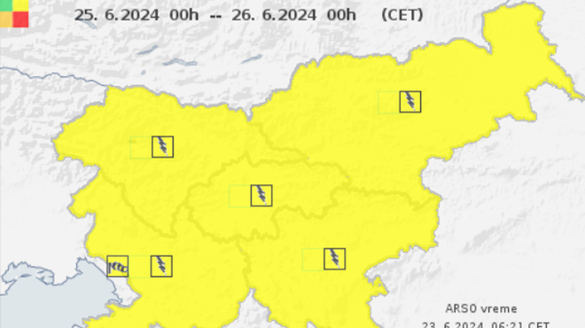 Pripravite se: za ponedeljek izdali oranžno opozorilo, za torek in sredo pa rumeno (foto: Arso/posnetek zaslona)