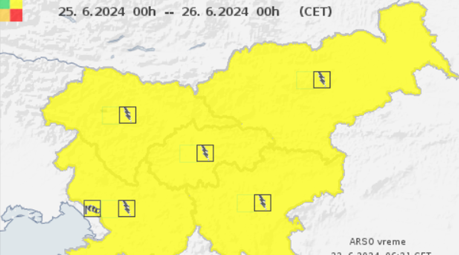 Pripravite se: za ponedeljek izdali oranžno opozorilo, za torek in sredo pa rumeno (foto: Arso/posnetek zaslona)