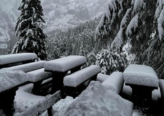 Občuten padec temperatur in prvi sneg: na Vršiču je že prava zimska idila (FOTO)