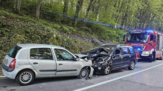 Pijani voznik povzročil hudo prometno nesrečo: več ljudi odpeljali v bolnišnico (foto: PU Novo Mesto)