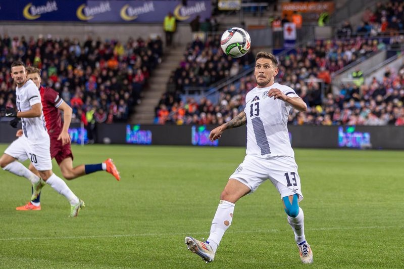 Slovenska nogometna reprezentanca: s težko prigarano zmago ostaja v igri za prvo mesto (foto: Profimedia)