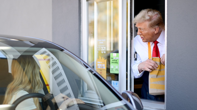 Donald Trump postal Donald McDonald: vse za glasove, tudi če se je treba osmešiti (VIDEO) (foto: X/TeamTrump)