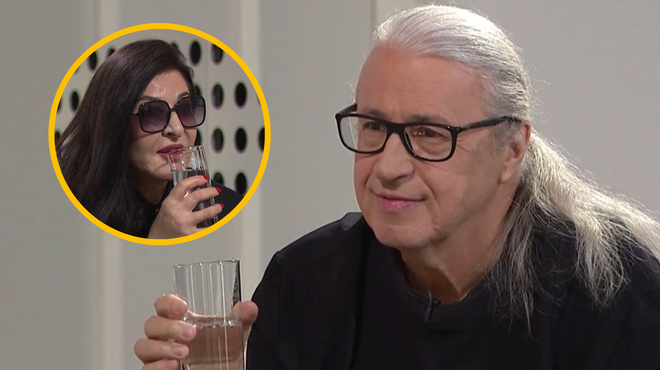 Marcel Štefančič, kot ga še nismo videli: kako ga je Marina Abramović v TV-intervjuju povsem razorožila (in ga naučila piti vodo) (foto: rtvslo.si/zaslonski posnetek/fotomontaža)