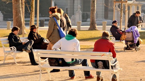 zima sonce ljudje Slovenija Ljubljana vreme