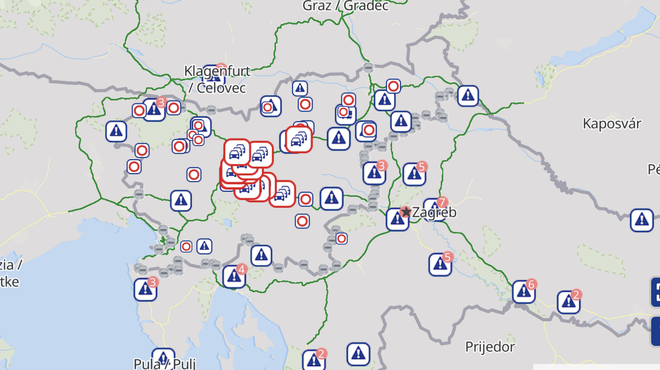 Prometne informacije: prehitevalni pasovi zaprti, zamude do 50 minut (foto: Promet.si)