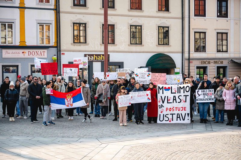 Maribor protest protestniki podpora srbski studentje