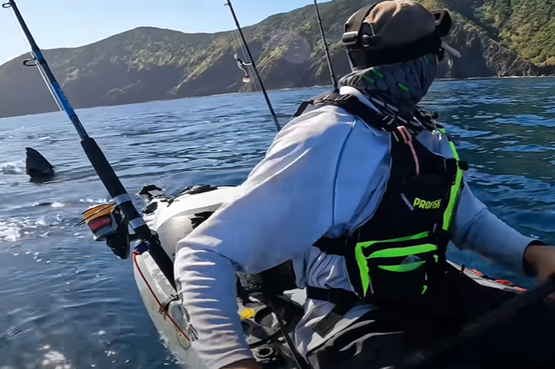 Ko zaledeni kri v žilah: kajakaš zagledal ogromnega morskega psa, ki ga je nato ... (VIDEO) (foto: YouTube/Nomadic Kayak Fishing/posnetek zaslona)