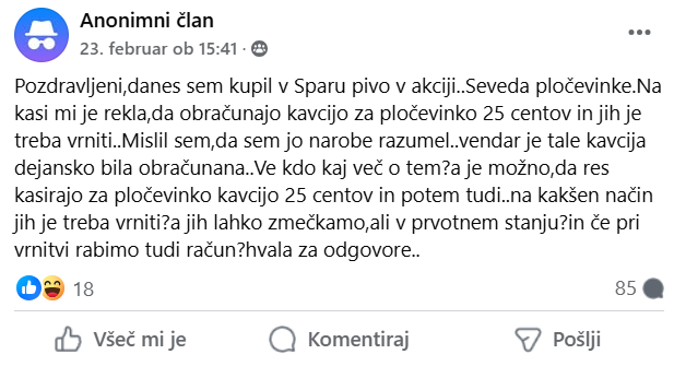 kavcija Avstrija pločevinke plastenke