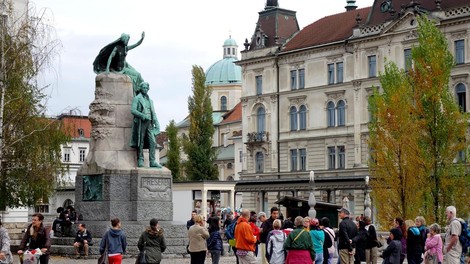 Ljubljana turisti Presernov trg