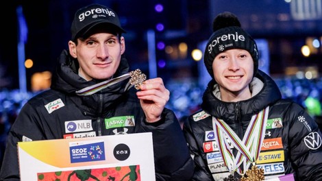 Nika Prevc Domen Prevc medalja smučarski skoki zmaga