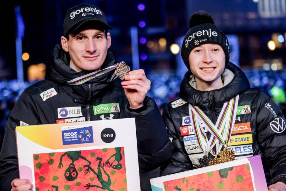 Nika Prevc Domen Prevc medalja smučarski skoki zmaga